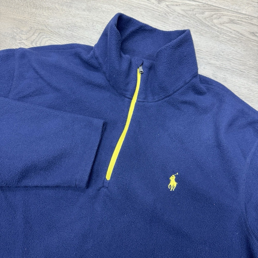 Polo Ralph Lauren Performance Navy Blue Fleece‎ 1/4 Zip Pullover Men's Sz L